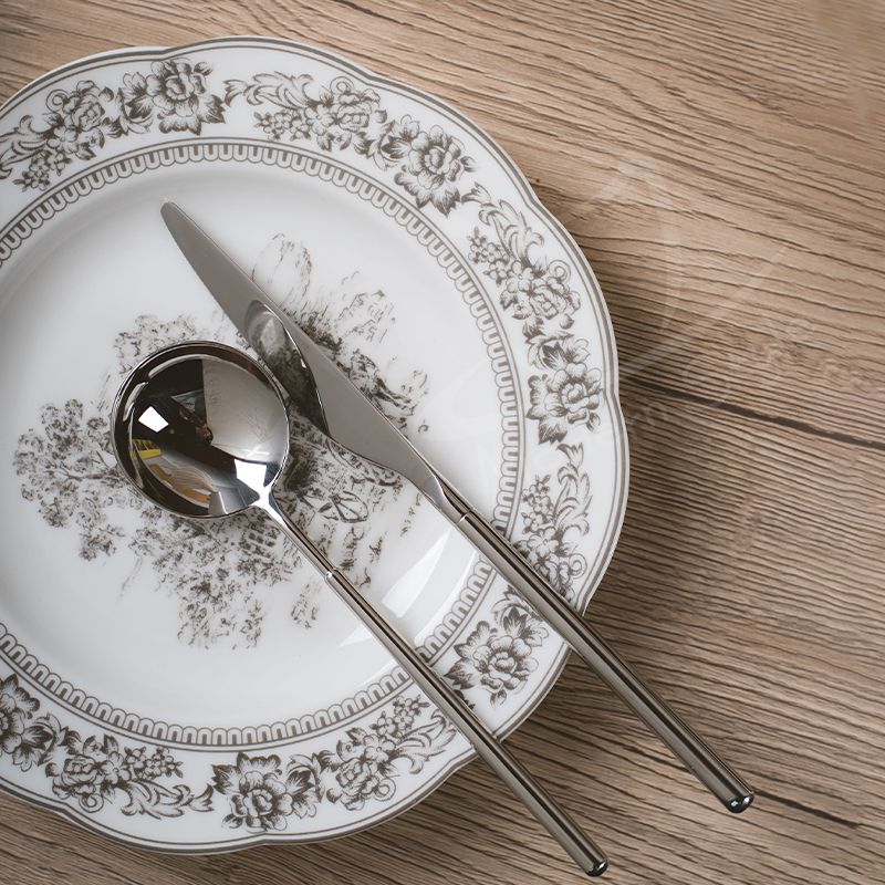 Victorian White Ceramic Snack Plate - 9 Inch