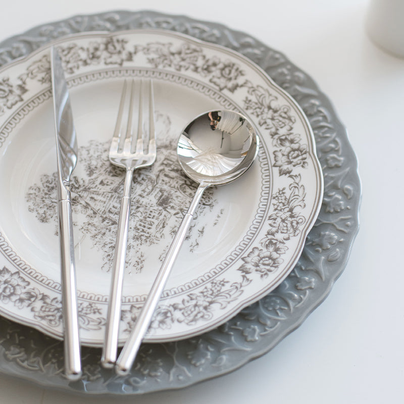 Victorian White Ceramic Snack Plate - 9 Inch