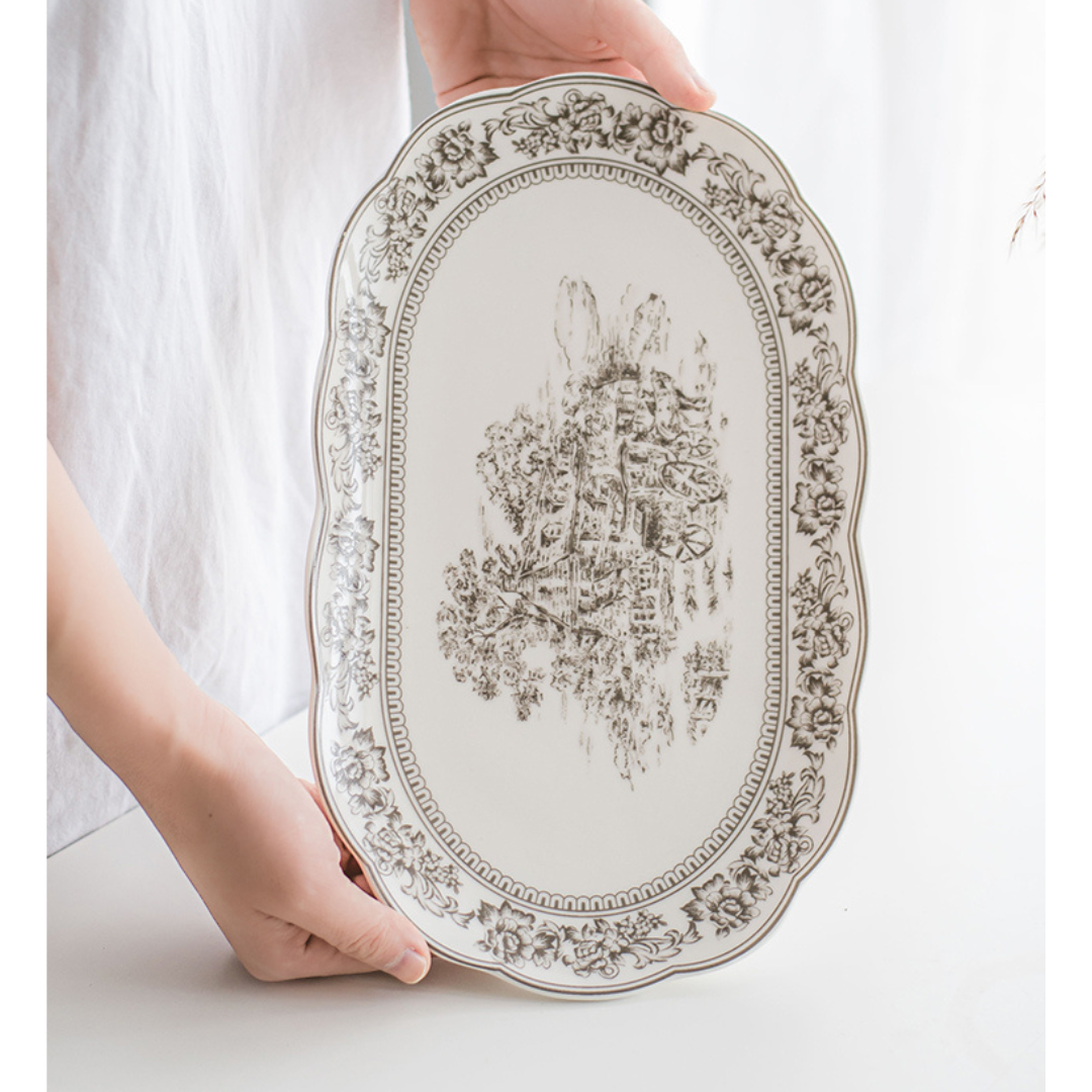 Victorian White Long Rice Plate / Starter Plate - 11.5 Inch