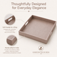 Handcrafted Indian rose gold serving tray with soft handles for gifting