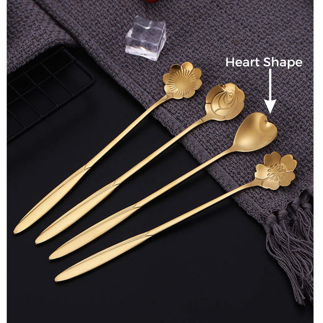 Golden Spoon Stirrers - Heart shape