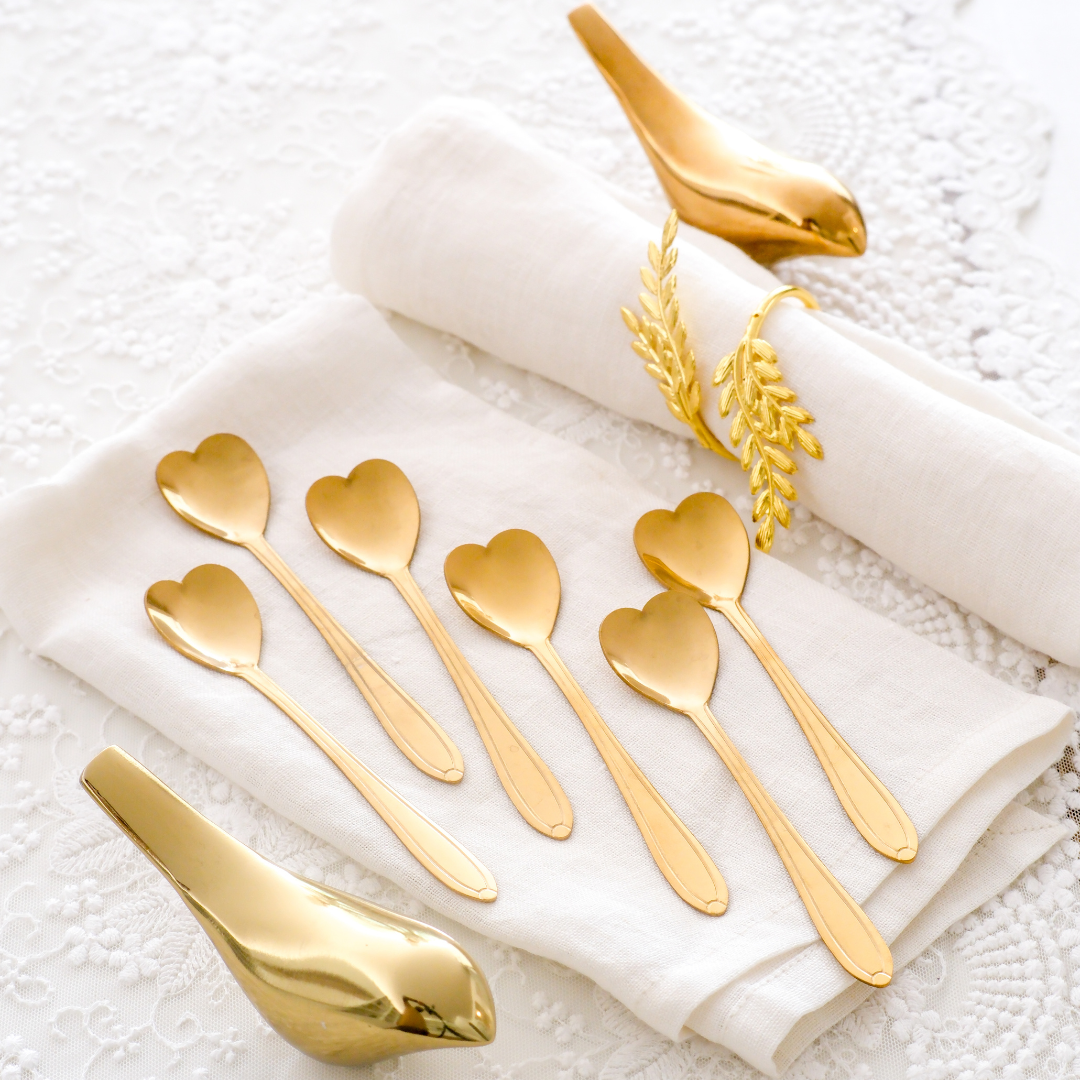 Stainless Steel Gold PVD Cutlery - Heart