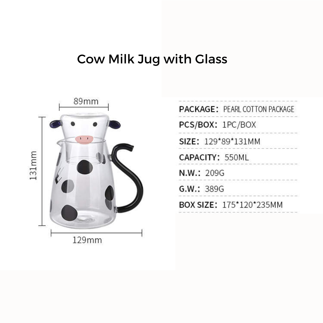 Cow Milk Jug with Glass - 550 ml