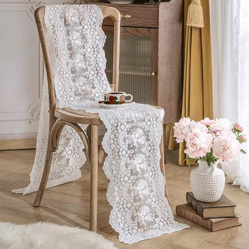 White Table Runner with European Embroidery | 2 sizes