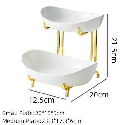 Two Layer Ceramic Serving Tray & Rack