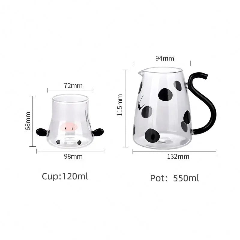 Cow Milk Jug with Glass - 550 ml