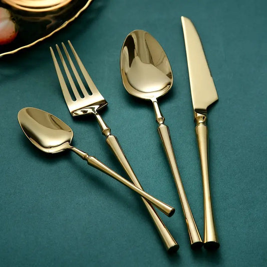 24-piece Luxury Fine-Dine Stainless Steel Cutlery - Gold or Silver option