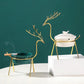 Ash Tray in gold frame - Standing Reindeer - Green