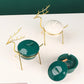 Ash Tray in gold frame - Standing Reindeer - Green