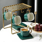 Golden Tea Cup & Saucer Stand for 6