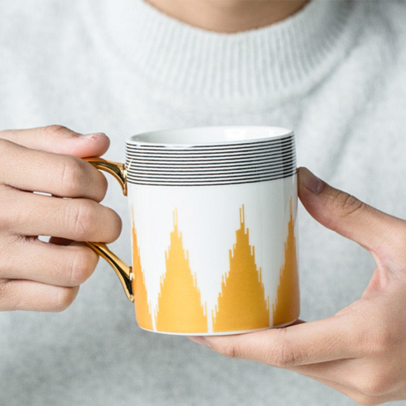 Coffee Mug with Gold Handle - Yellow