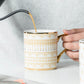 Luxury Coffee Mug with Gold rim - Beige