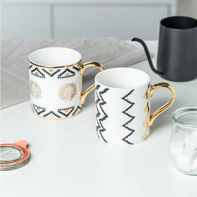 Luxury Ceramic Mug with Gold Handle