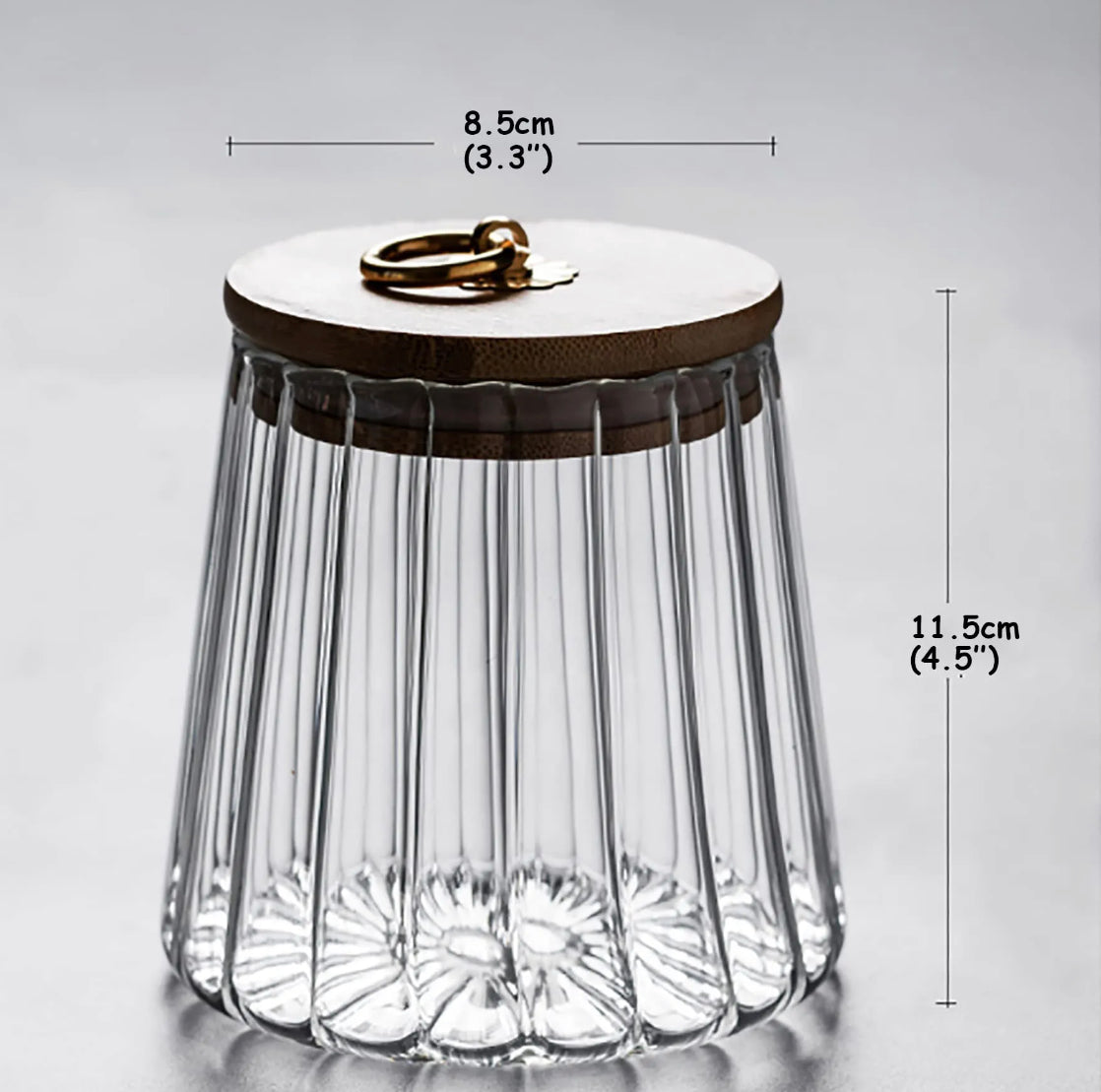 Pre-order - Fluted Straight Ribbed Airtight Snack Glass Jars