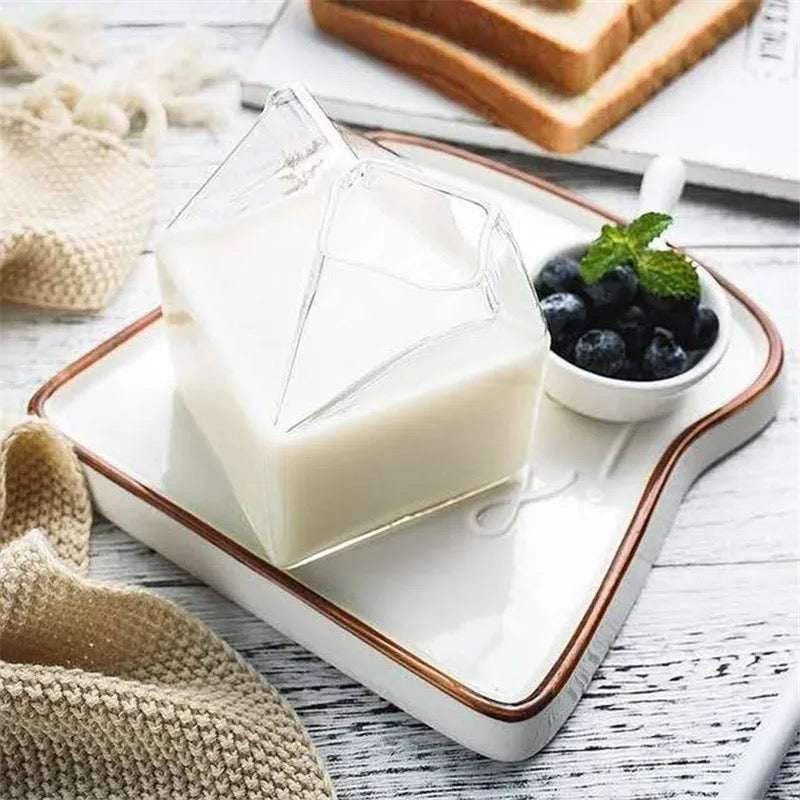 Borosilicate Glass Milk Carton Jar