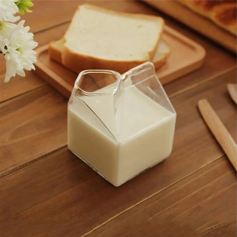 Borosilicate Glass Milk Carton Jar