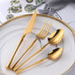 24-piece Luxury Fine-Dine Stainless Steel Cutlery - Gold or Silver option
