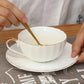 Cup & Saucer with Gold Rim -19 piece Gift Set - Pumpkin Shape