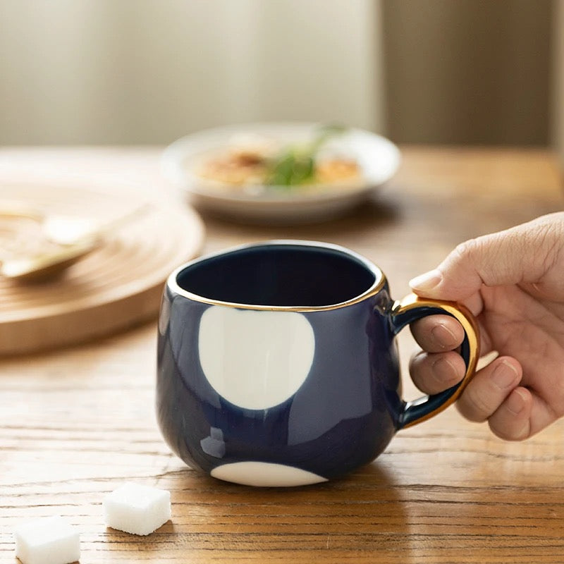 Nordic Style Porcelain Coffee Mug - Blue