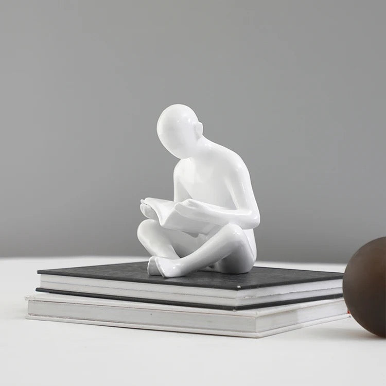 Luxury Reader Bookends - Set of 2 - Man Sculpture - Black & White