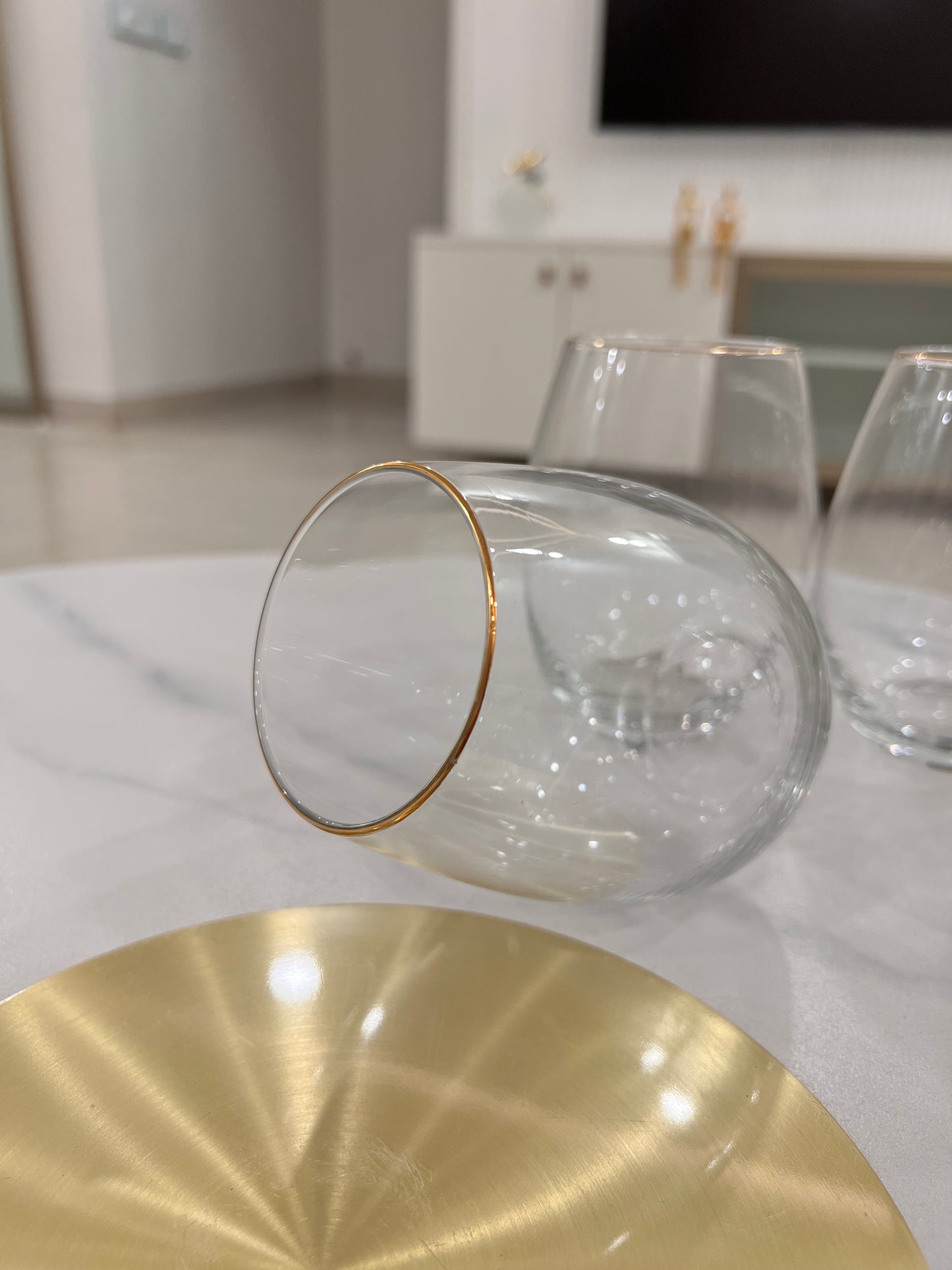 Set of 6 Glasses with gold rim