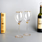 Premium Set of 2 Wine Glasses with Gold Accents - 420ml