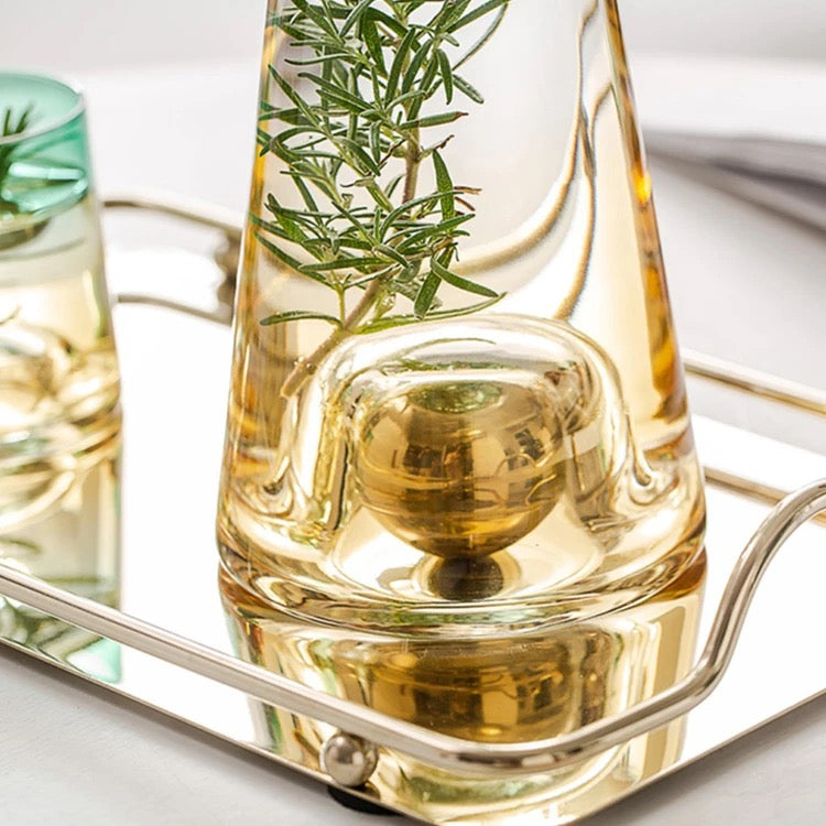 Luxury Glass Carafe and Glasses Set - Green & Yellow Shaded