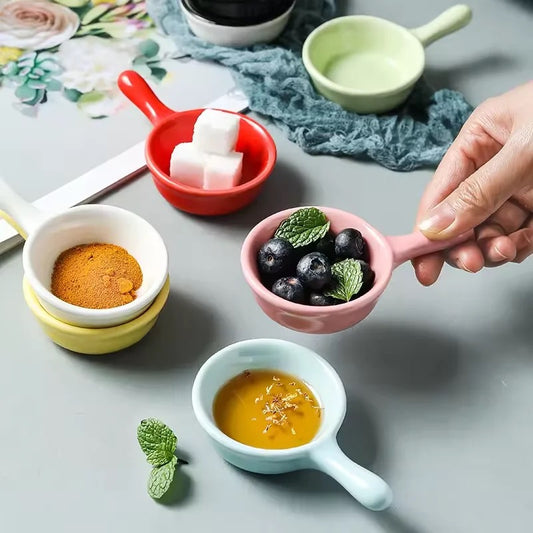 Set of 6 colorful mini ceramic bowls for dips and sides