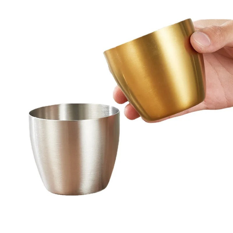 Gold Stainless Steel Drinking Glass | 304 Grade, 250ml Water Glass with Luxurious PVD Finish