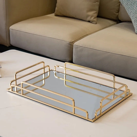 Luxury Mirrored Metal Tray - 16.5 inch