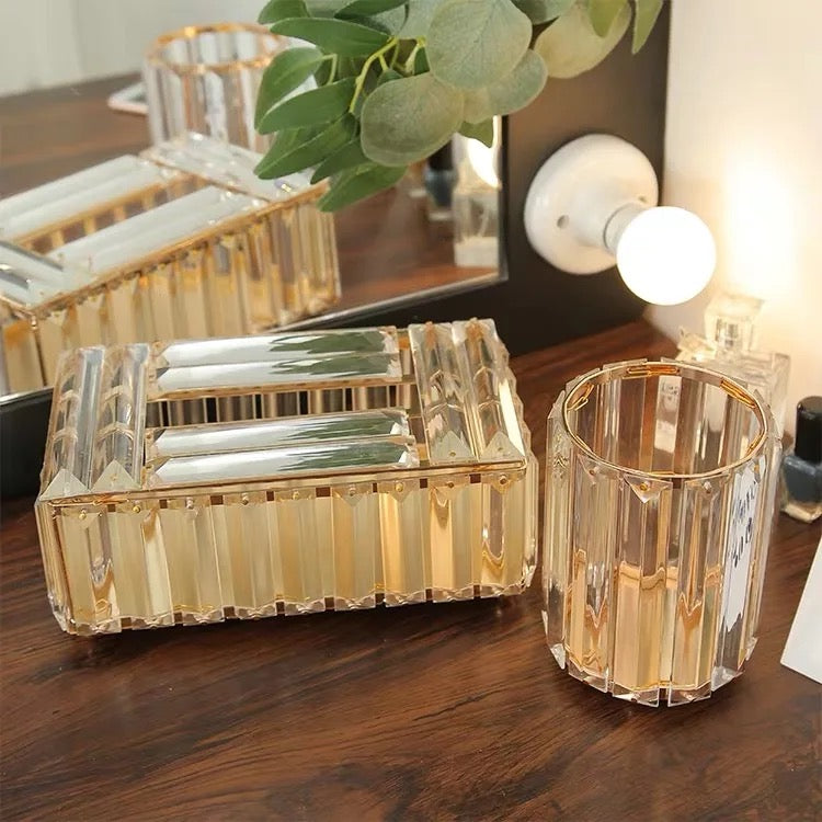 (Pre-booking) Fluted Glass Tissue Box Holder - Handcrafted Multipurpose Holder for Home Decor