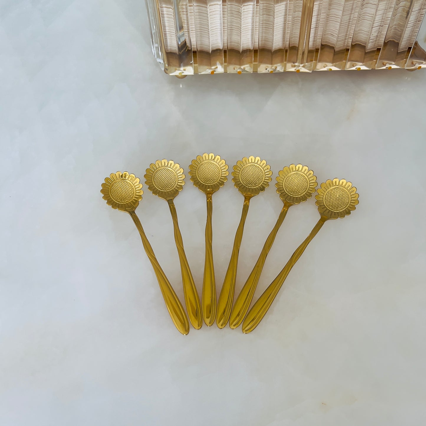 Dessert & Tea spoons - Sunflower - Gold Tea Spoons 6 pcs