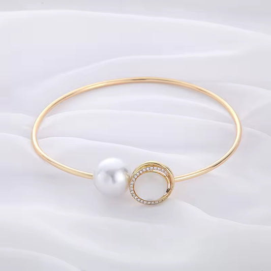 Luxury Gold Curtain Tieback with Pearl & Stone - Expandable Metal