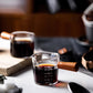 Glass Measurer and Tea Pan with Wooden Handle - 2 sizes (70ml and 400 ml)