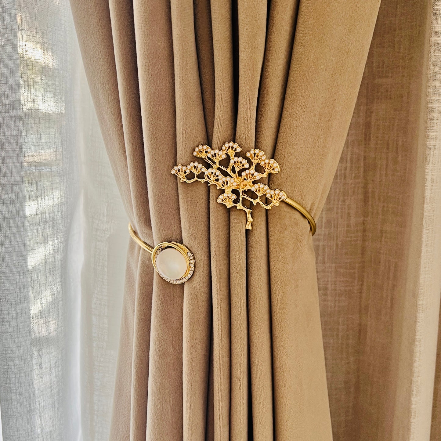 Luxury Gold Curtain Ring Tieback - Tree Design