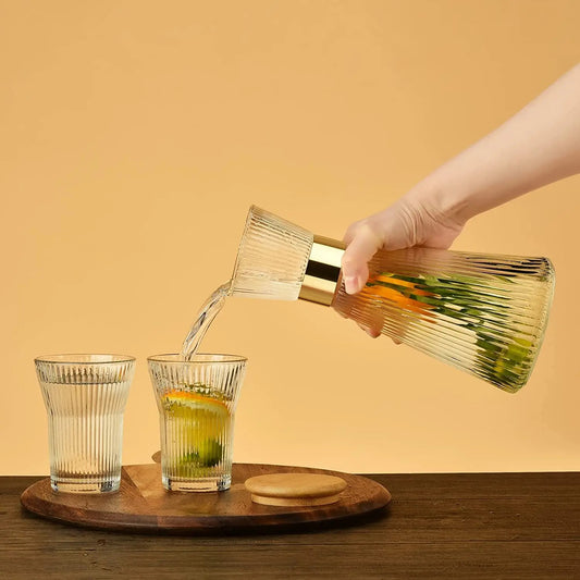 Transparent Glass Carafe Set with 4 Matching Glasses