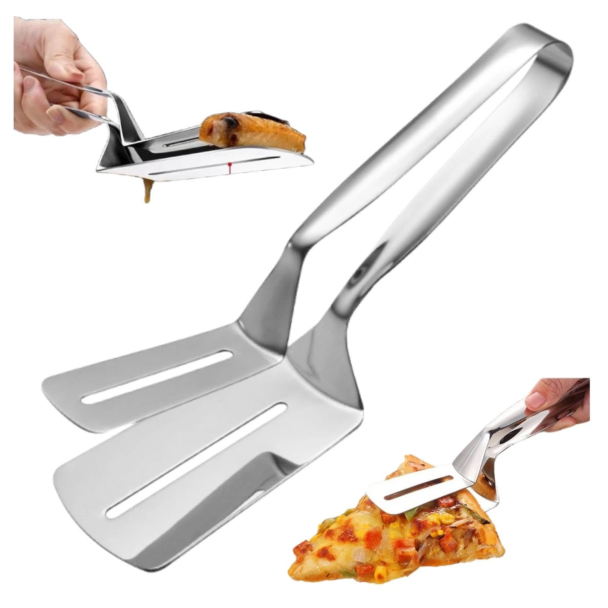 Pizza & Cutlet Tong with Large Base - Stainless Steel
