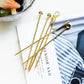Set of 6 Gold Cocktail Metal Picks & Skewers - Stainless Steel