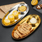 Gold Starter Snack Plate - Stainless Steel Chip & Dip Platter