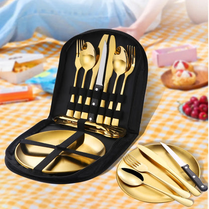 Cutlery Set for 2 in Carry Bag for Office or Picnic - Tableware Set