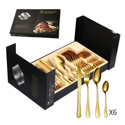 24-Piece Stainless Steel Cutlery Set - Luxurious Dining Essentials