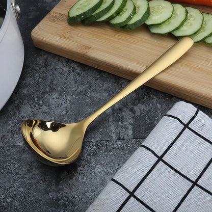 Gold Ladle for Gravy & Dal - 20 cm - Stainless Steel Serving Spoon Kadchi