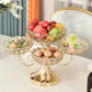 5-Bowl Glass Serving Stand with Gold Metal Frame | 2-Tier Buffet Server