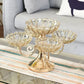5-Bowl Glass Serving Stand with Gold Metal Frame | 2-Tier Buffet Server