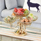 5-Bowl Glass Serving Stand with Gold Metal Frame | 2-Tier Buffet Server