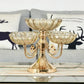 5-Bowl Glass Serving Stand with Gold Metal Frame | 2-Tier Buffet Server