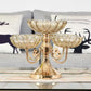 5-Bowl Glass Serving Stand with Gold Metal Frame | 2-Tier Buffet Server
