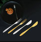 Dessert Knife and Fork Set - Set of 4 - Gold Stainless Steel
