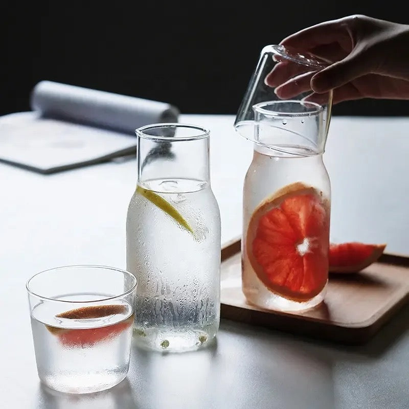 Borosilicate Bedside Carafe with Matching Glass | Transparent