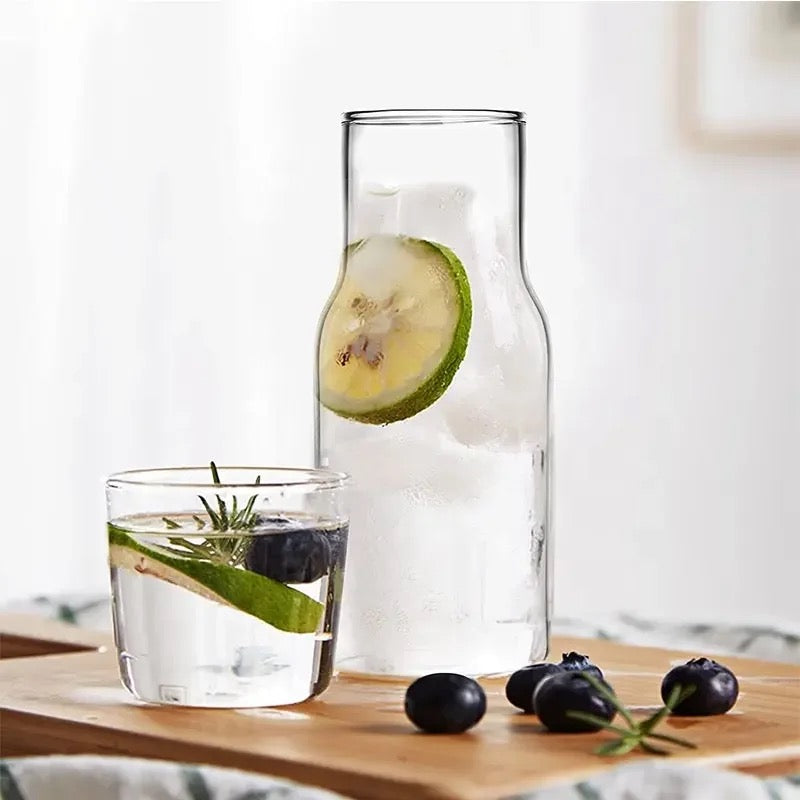 Borosilicate Bedside Carafe with Matching Glass | 4 Colors